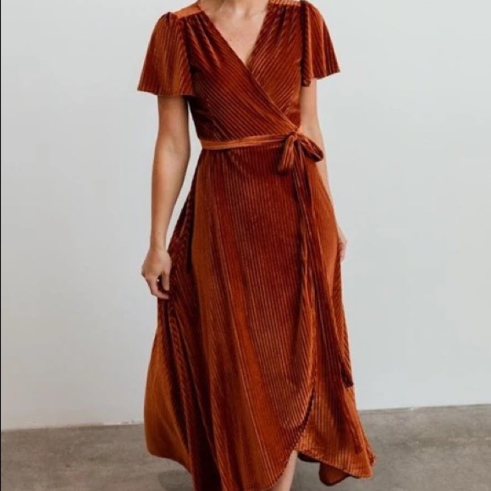 Baltic Born Andi ribbed velvet wrap dress